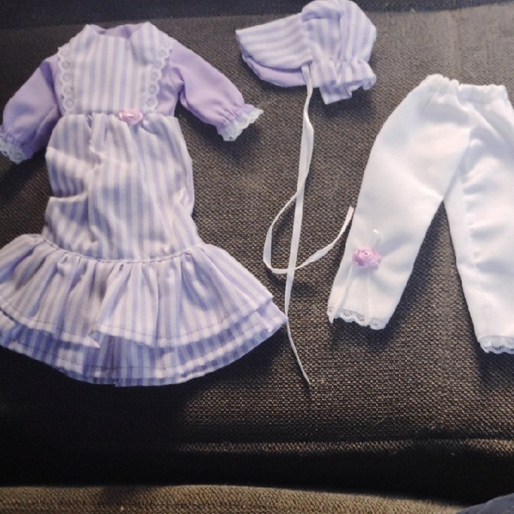 Purple and White Doll Outfit Set